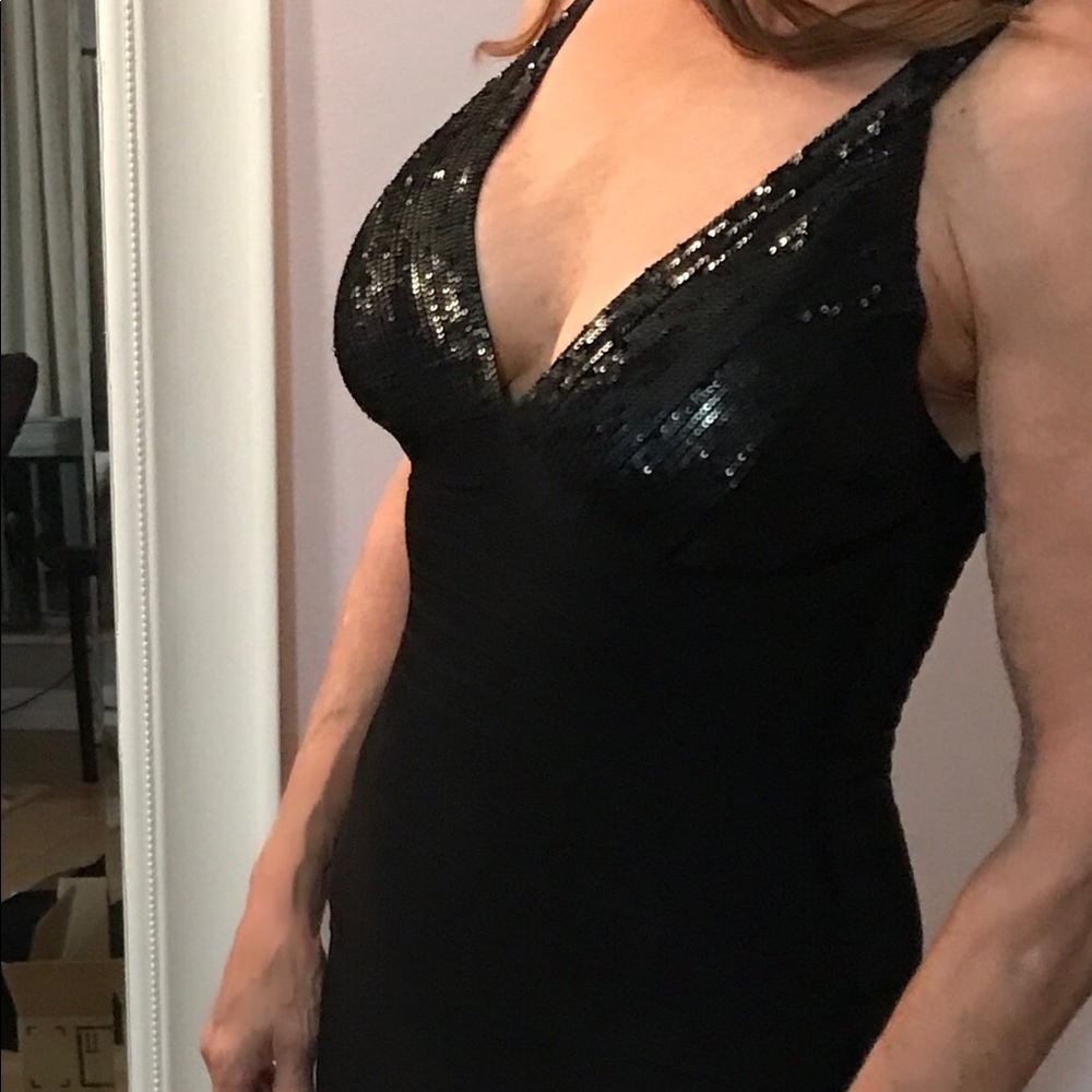 Herve Leger long dress, show legs side slits
